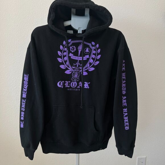 CLOAK Institute Occultis Aperta Hoodie Mens Medium Black Graphic Fleece Lined - Picture 1 of 6